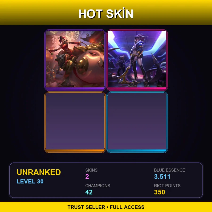 JP | Lv30 | Unranked | 2 Skin | 42 Champ — LoL account
