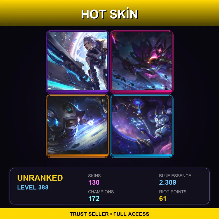 LAS | Lv388 | Unranked | 130 Skin | 172 Champ