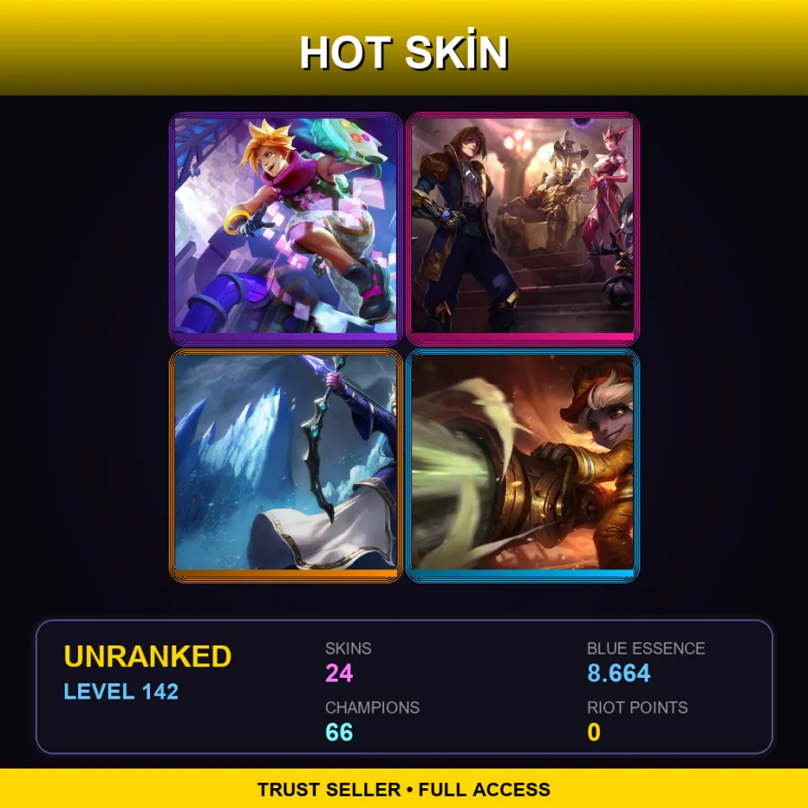 ME | Lv142 | Unranked | 24 Skin | 66 Champ — LoL account
