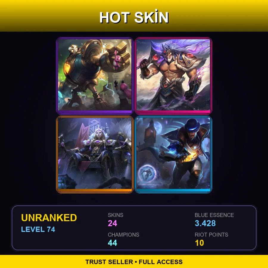 LAN | Lv74 | Unranked | 24 Skin | 44 Champ