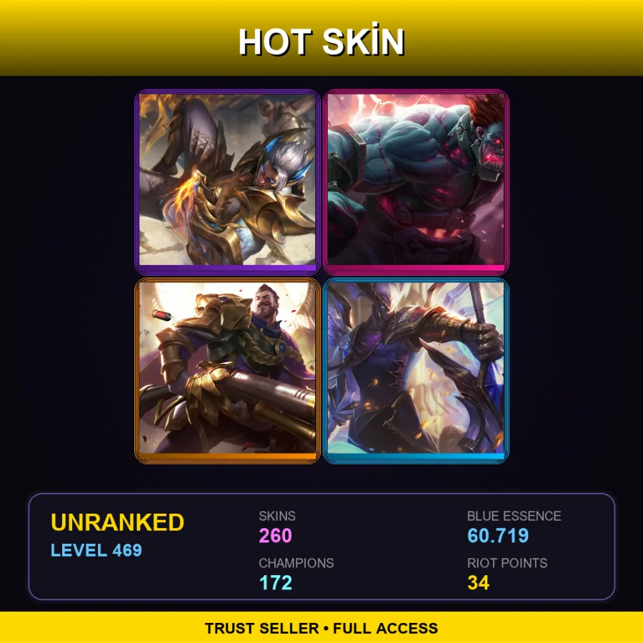 LAN | Prestige Obsidian Dragon Sett | Hextech Sion | Victorious Graves | Victorious Aatrox | 260 Skin | 172 Champ | Lv469