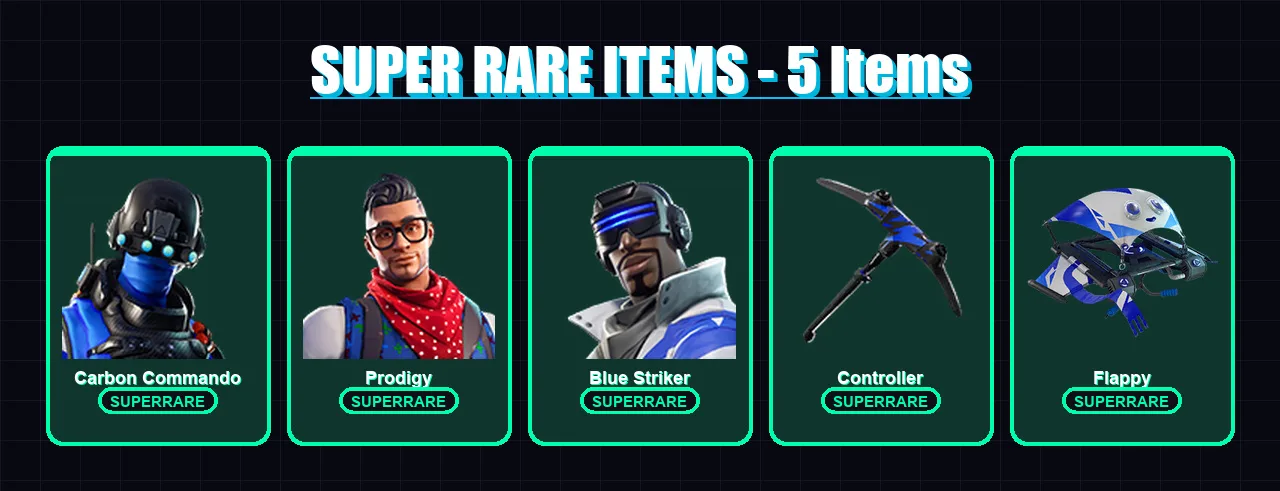 [PS4/PS5/XBOX/PC] | Carbon Commando | Prodigy | Blue Striker | Vivi Chroma | Subzero Cryptic | 5 skin | 5 pickaxe | 3 emote | 5 glider | Lv74
