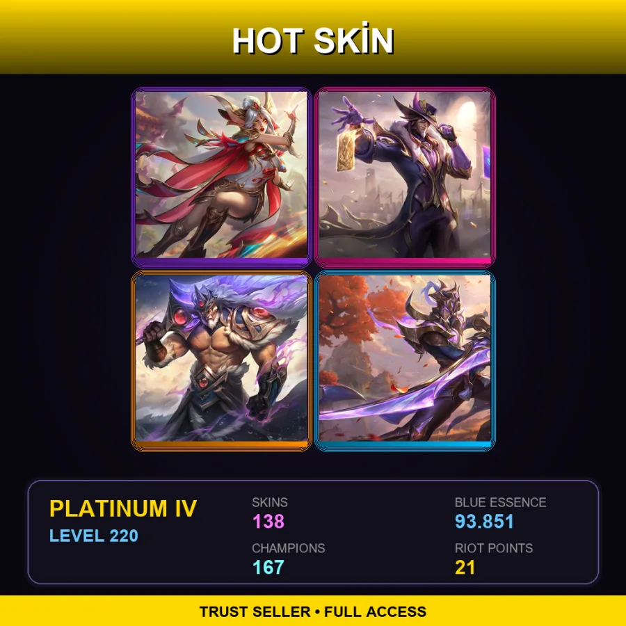 VN | Lv220 | Platinum IV | 138 Skin | 167 Champ