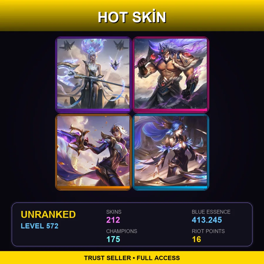 VN | Lv572 | Unranked | 212 Skin | 175 Champ — LoL account