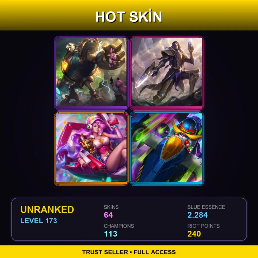BR | Victorious Blitzcrank | Victorious Lucian | Arcade Miss Fortune | Arcade Corki | 64 Skin | 113 Champ | Lv173