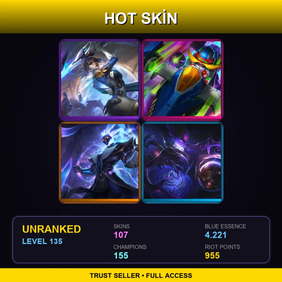 NA | Lv135 | Unranked | 107 Skin | 155 Champ