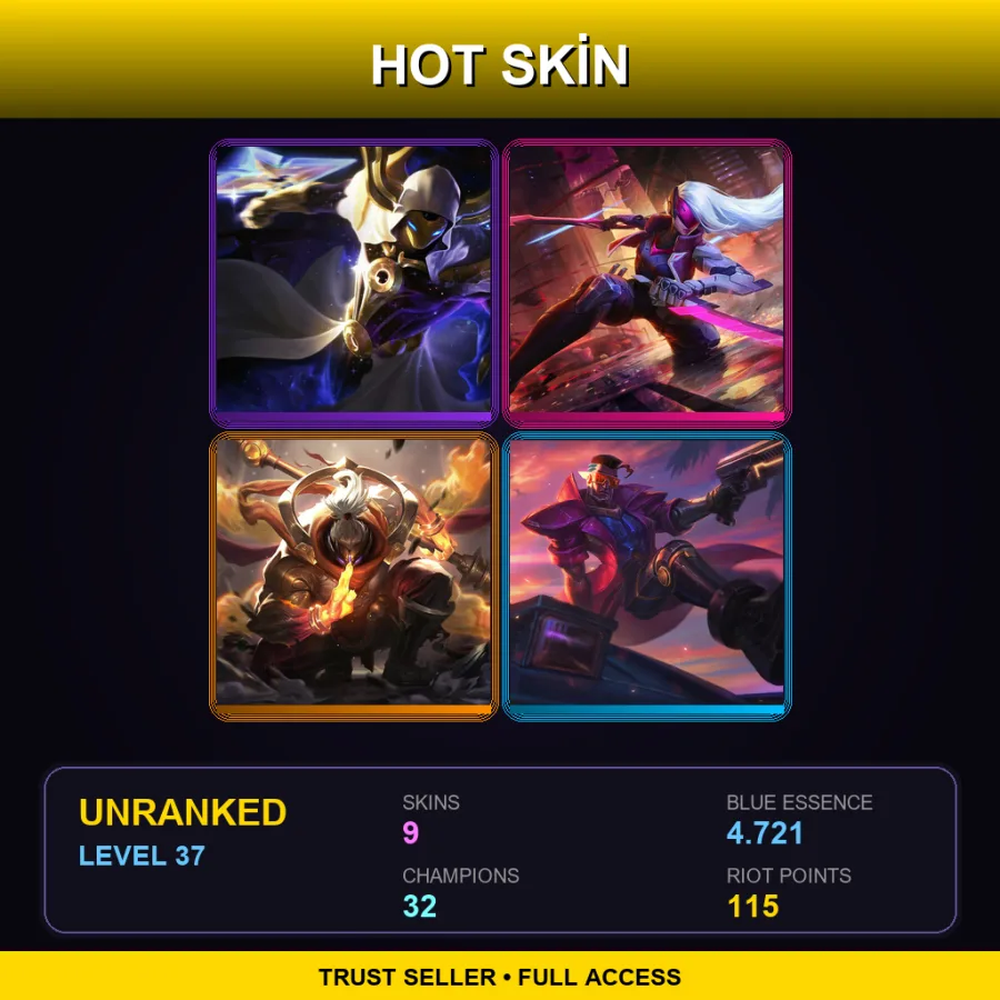 EUW | Lv37 | Unranked | 9 Skin | 32 Champ