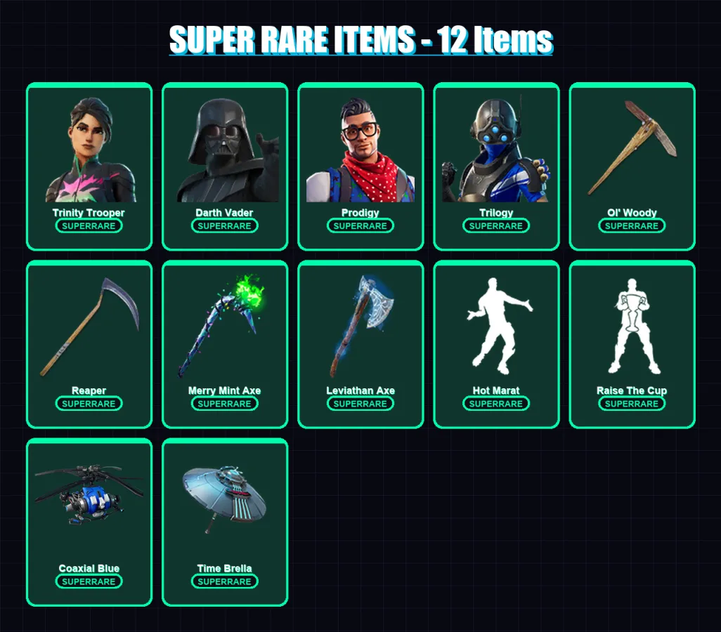 [PC] | Trinity Trooper | Darth Vader | Prodigy | Trilogy | Omegarok | 308 skin | 278 pickaxe | 237 emote | 224 glider | Lv4065