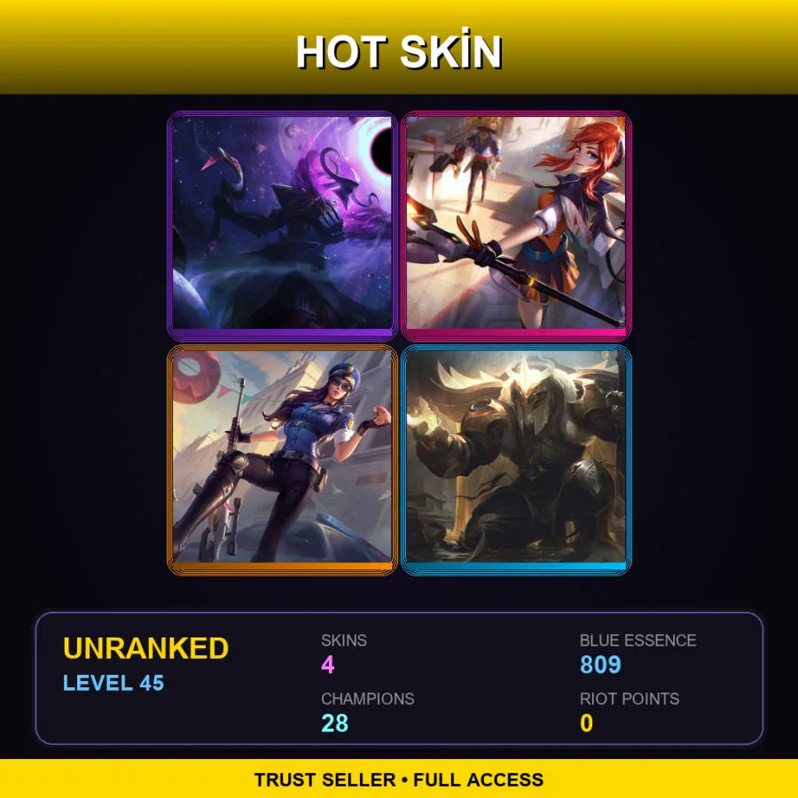LAS | Lv45 | Unranked | 4 Skin | 28 Champ