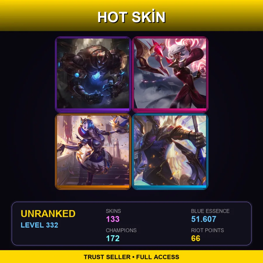 BR | Hextech Galio | Conqueror Karma | Victorious Orianna | Victorious Aatrox | 133 Skin | 172 Champ | Lv332