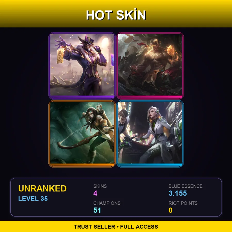 EUW | Lv35 | Unranked | 4 Skin | 51 Champ — Woad Ashe