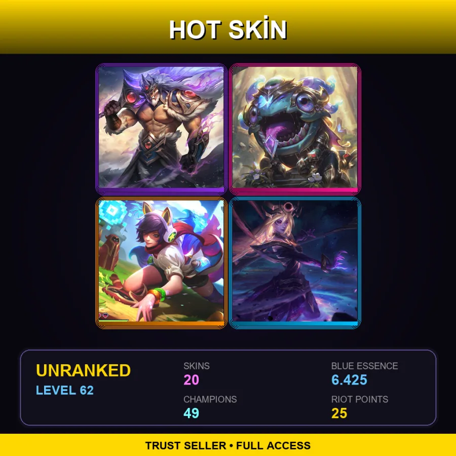 EUNE | Lv62 | Unranked | 20 Skin | 49 Champ — Unranked / Smurf League of Legends
