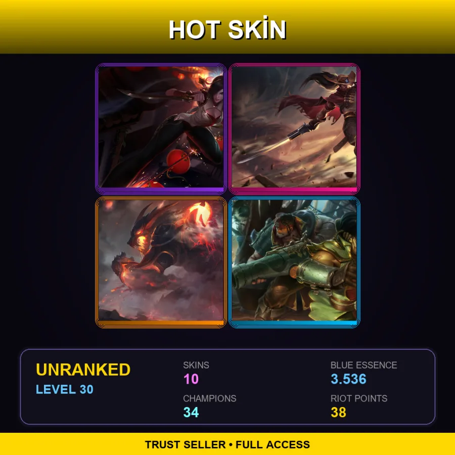 EUW | Lv30 | Unranked | 10 Skin | 34 Champ — Lumberjack Sion