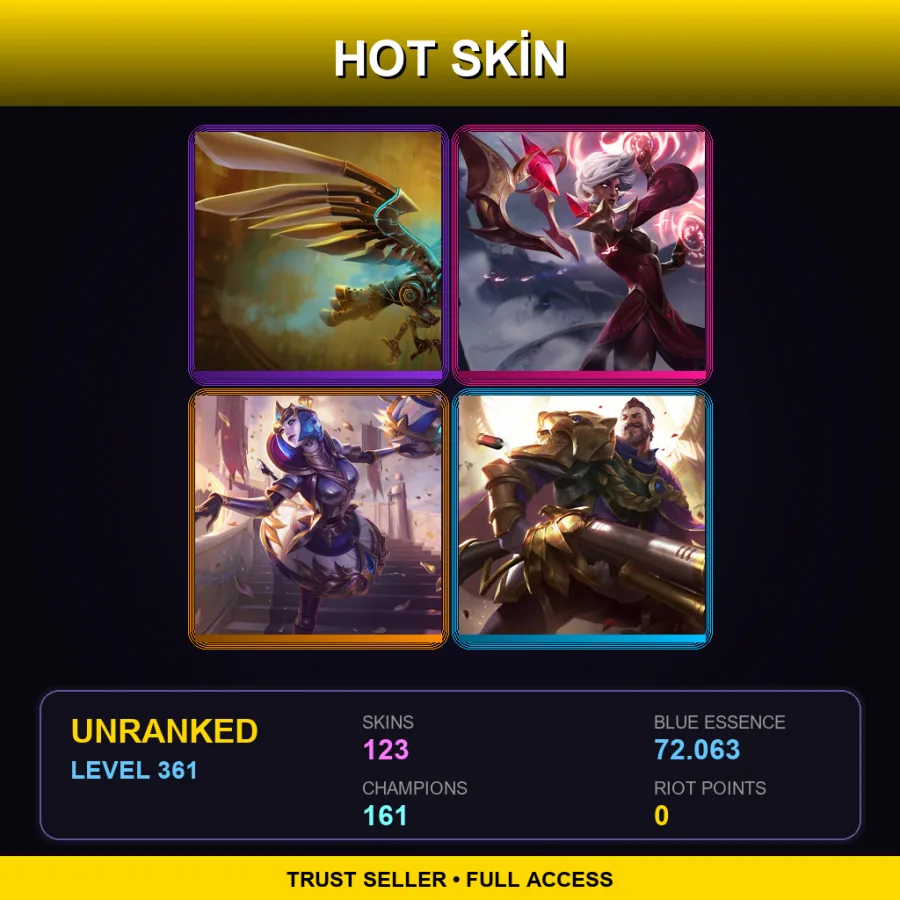 VN | Lv361 | Unranked | 123 Skin | 161 Champ — LoL account