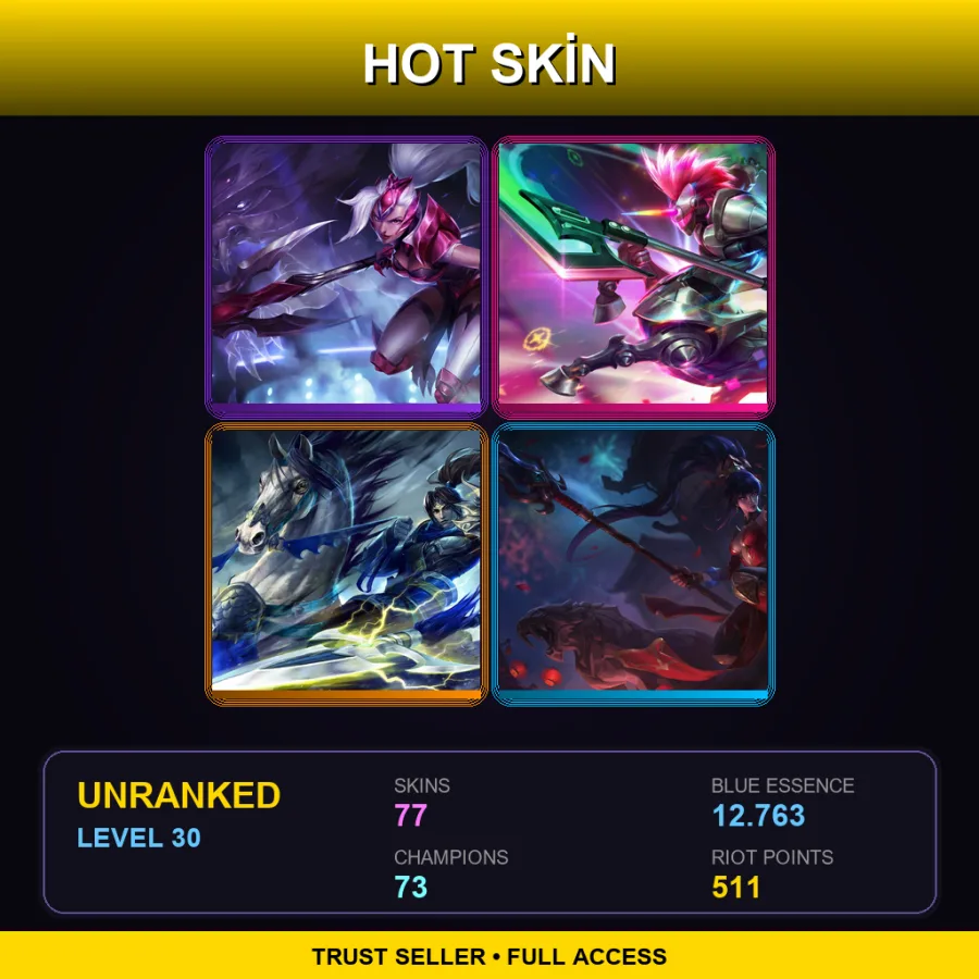OCE | Lv30 | Unranked | 77 Skin | 73 Champ — LoL account