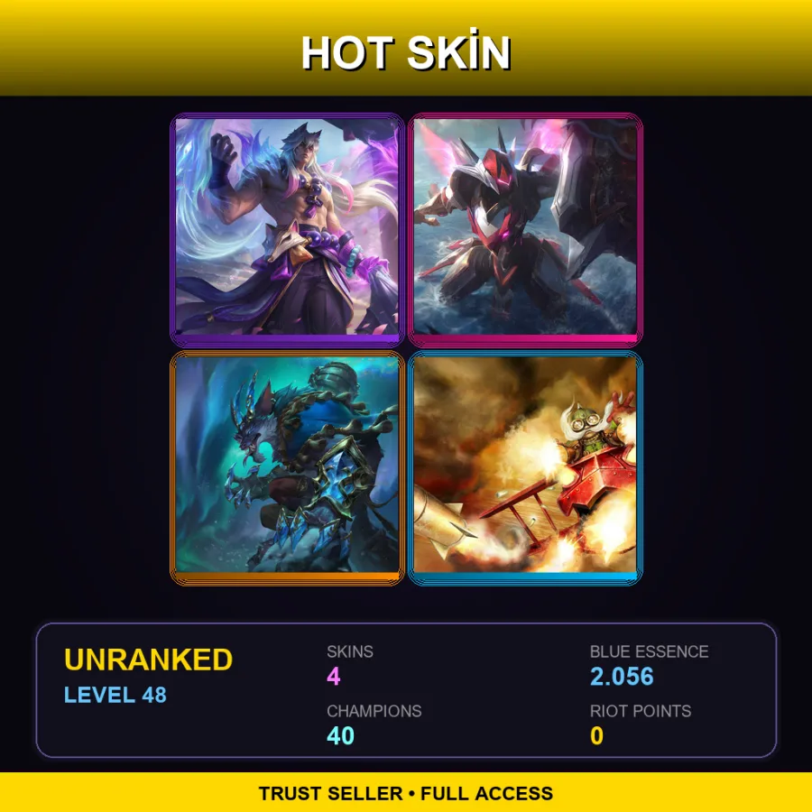 EUW | Lv48 | Unranked | 4 Skin | 40 Champ — LoL account