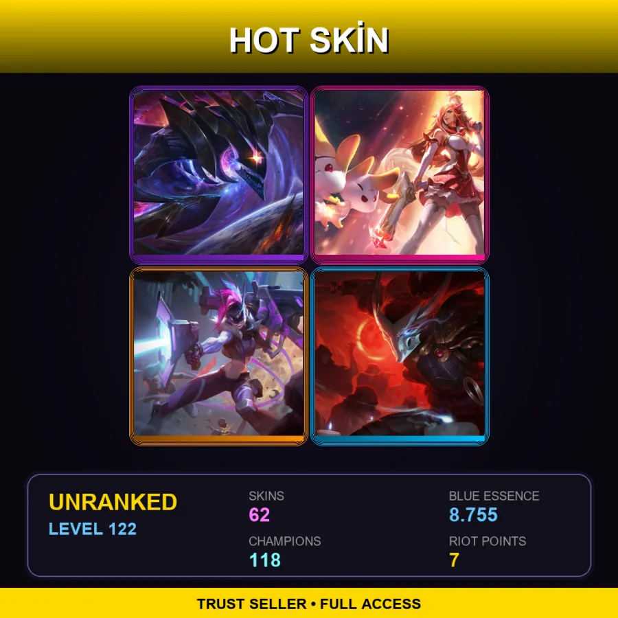 EUW | Lv122 | Unranked | 62 Skin | 118 Champ — Grim Reaper Karthus