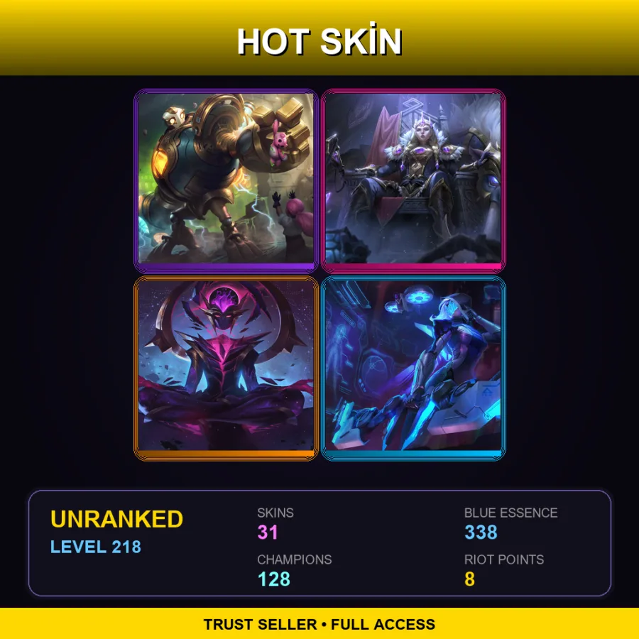 BR | Lv218 | Unranked | 31 Skin | 128 Champ — LoL account