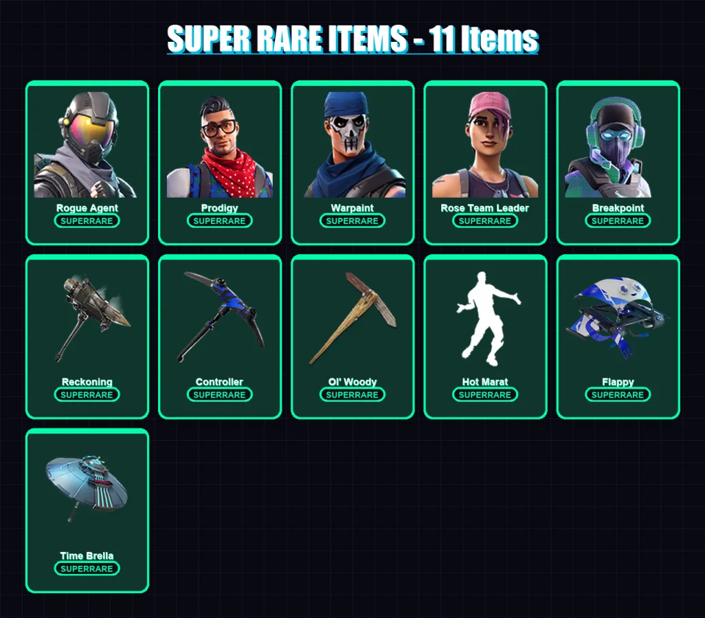 [PC/XBOX/PSN] | Rogue Agent | Prodigy | Drift | Calamity | Warpaint | 141 skin | 140 pickaxe | 104 emote | 125 glider | Lv1413