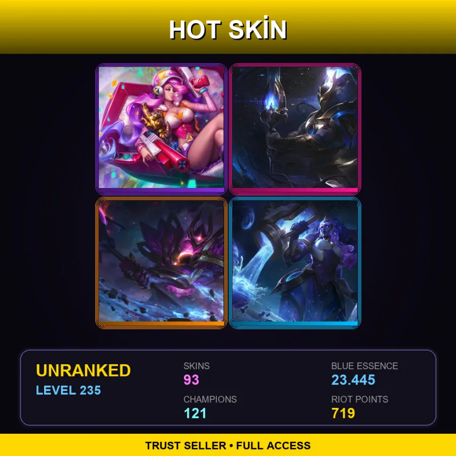 BR | Lv235 | Unranked | 93 Skin | 121 Champ — LoL account