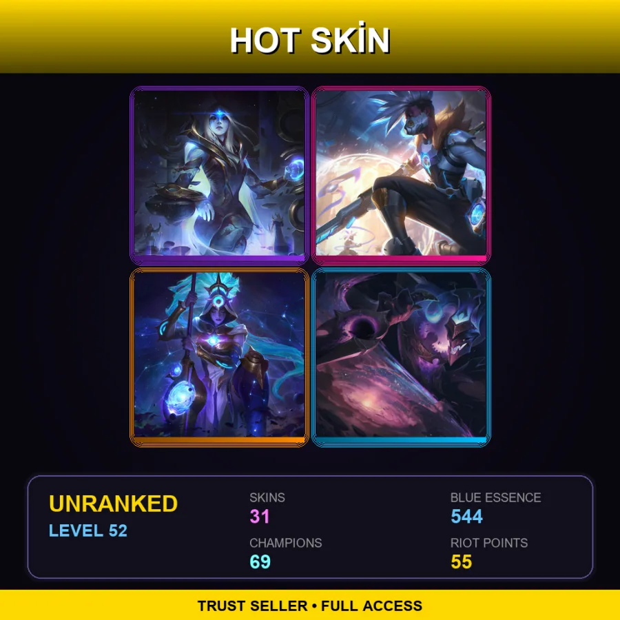EUNE | Lv52 | Unranked | 31 Skin | 69 Champ — Broken Covenant Rakan