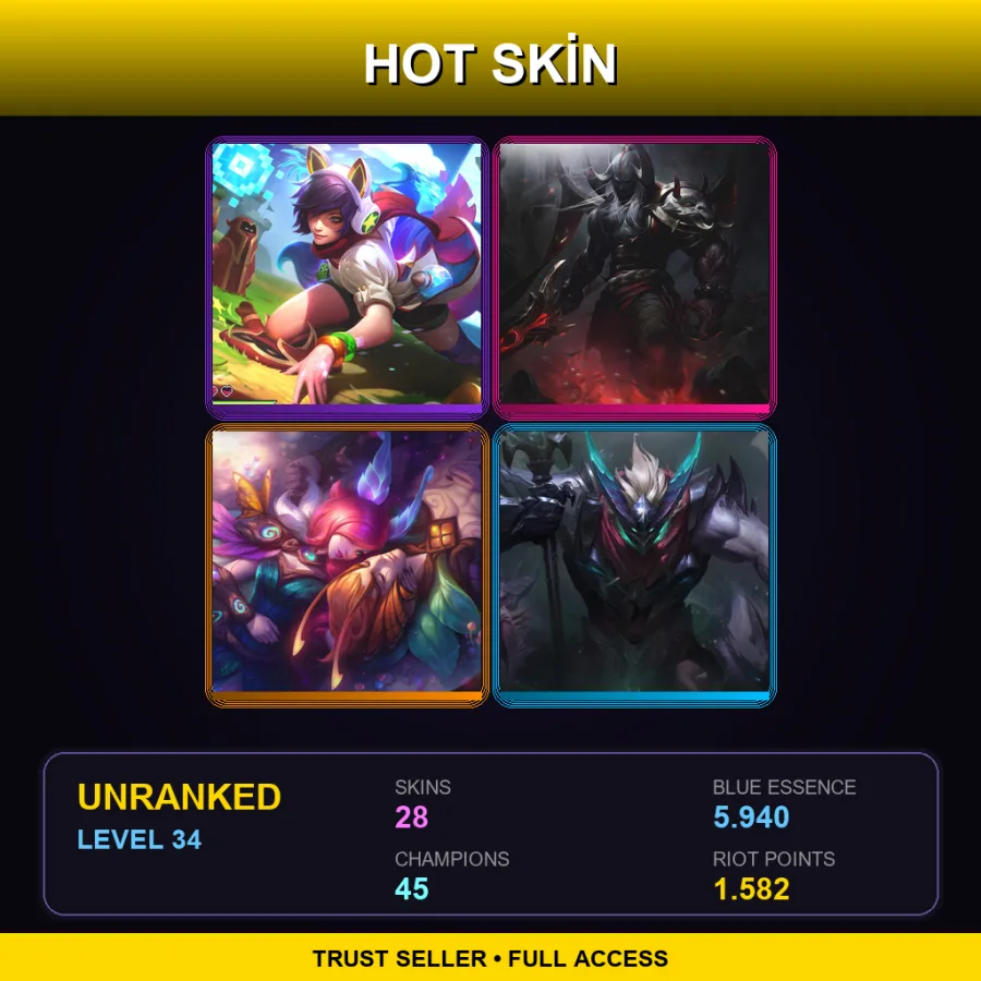 TR | Lv34 | Unranked | 28 Skin | 45 Champ