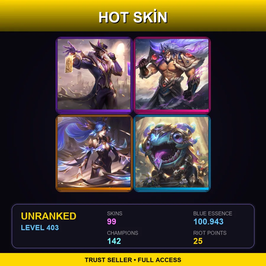 LAN | Lv403 | Unranked | 99 Skin | 142 Champ