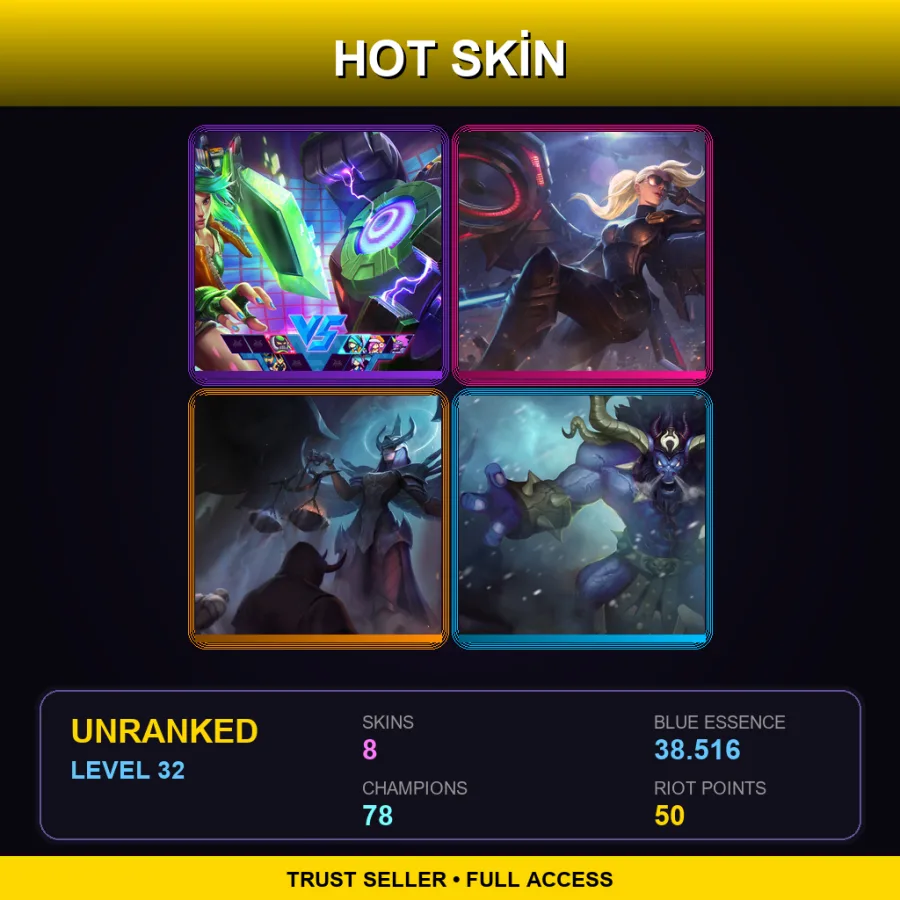 EUW | Lv32 | Unranked | 8 Skin | 78 Champ