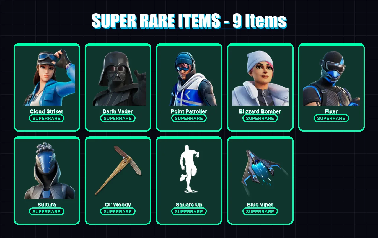 [PC/XBOX] | Cloud Striker | Darth Vader | Point Patroller | Blizzard Bomber | Fixer | 312 skin | 355 pickaxe | 233 emote | 222 glider | Lv3593