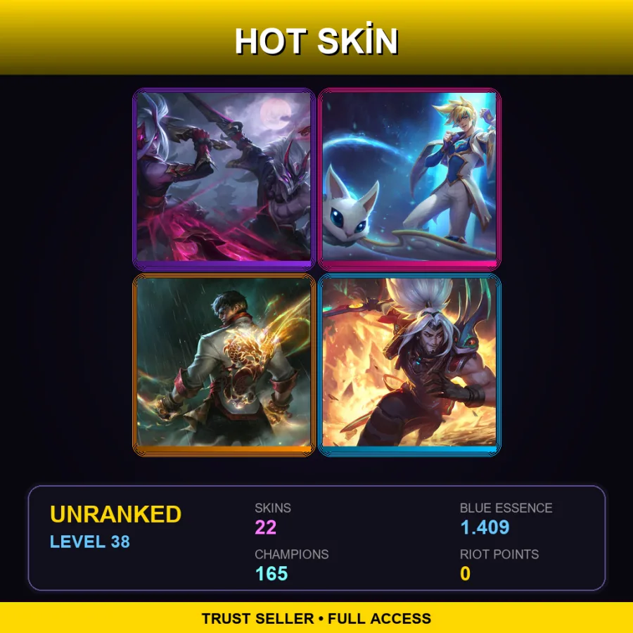 TW | Lv38 | Unranked | 22 Skin | 165 Champ