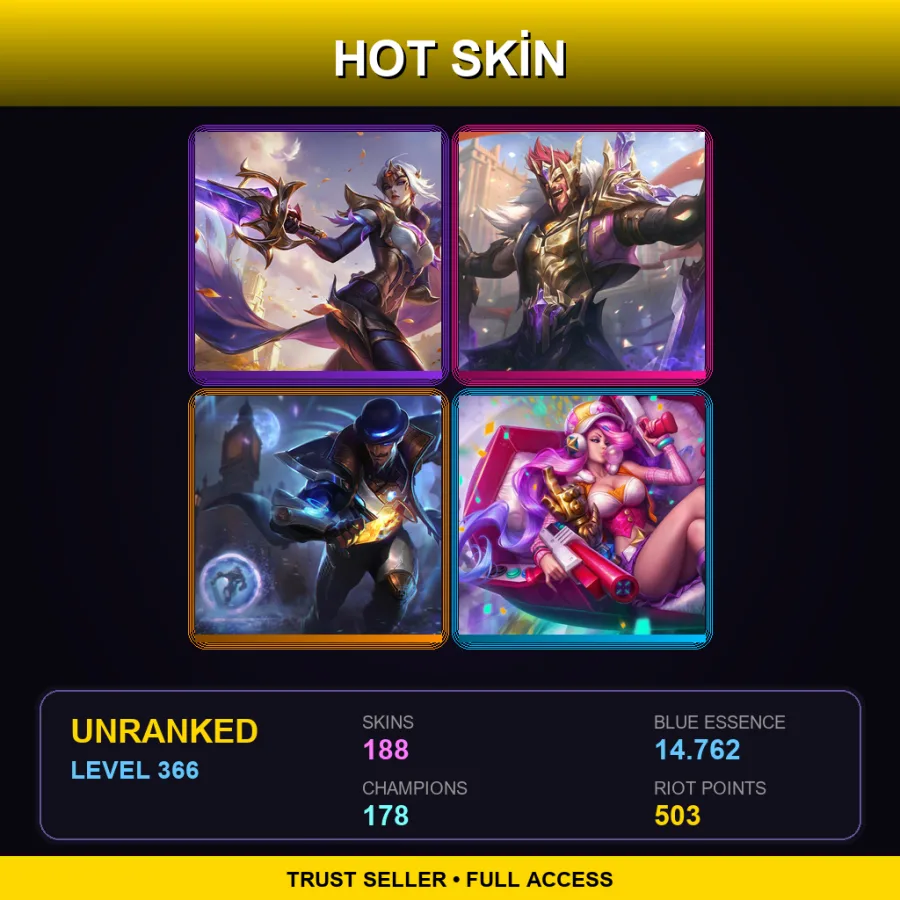 BR | Lv366 | Unranked | 188 Skin | 178 Champ — LoL account