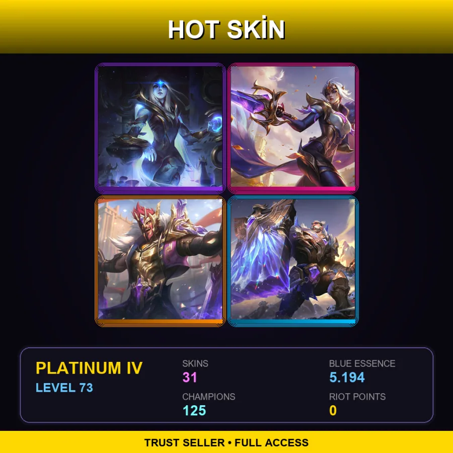 BR | Lv73 | Platinum IV | 31 Skin | 125 Champ — LoL account