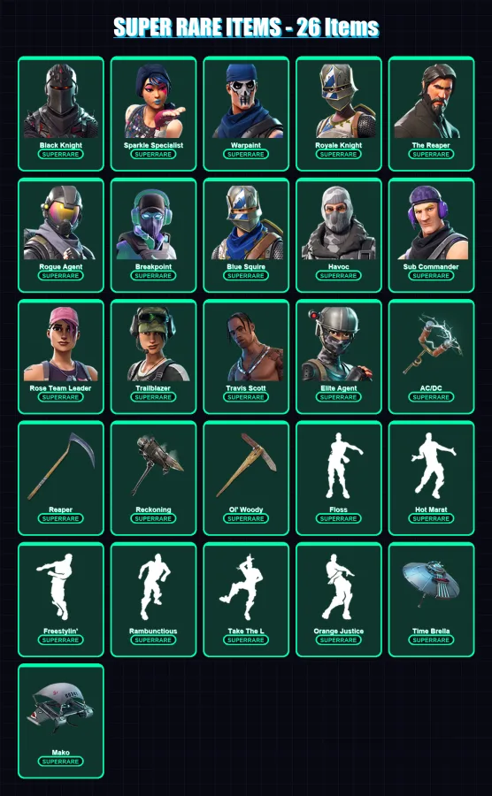 [PC/PSN] | Black Knight | Sparkle Specialist | Warpaint | Royale Knight | The Reaper | 141 skin | 121 pickaxe | 112 emote | 114 glider | Lv1823 — Fortnite account
