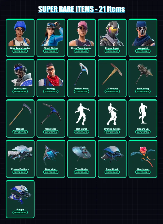 [PS4/PS5/PC] | Blue Team Leader | Cloud Striker | Rose Team Leader | Rogue Agent | Warpaint | 96 skin | 80 pickaxe | 113 emote | 77 glider | Lv1057