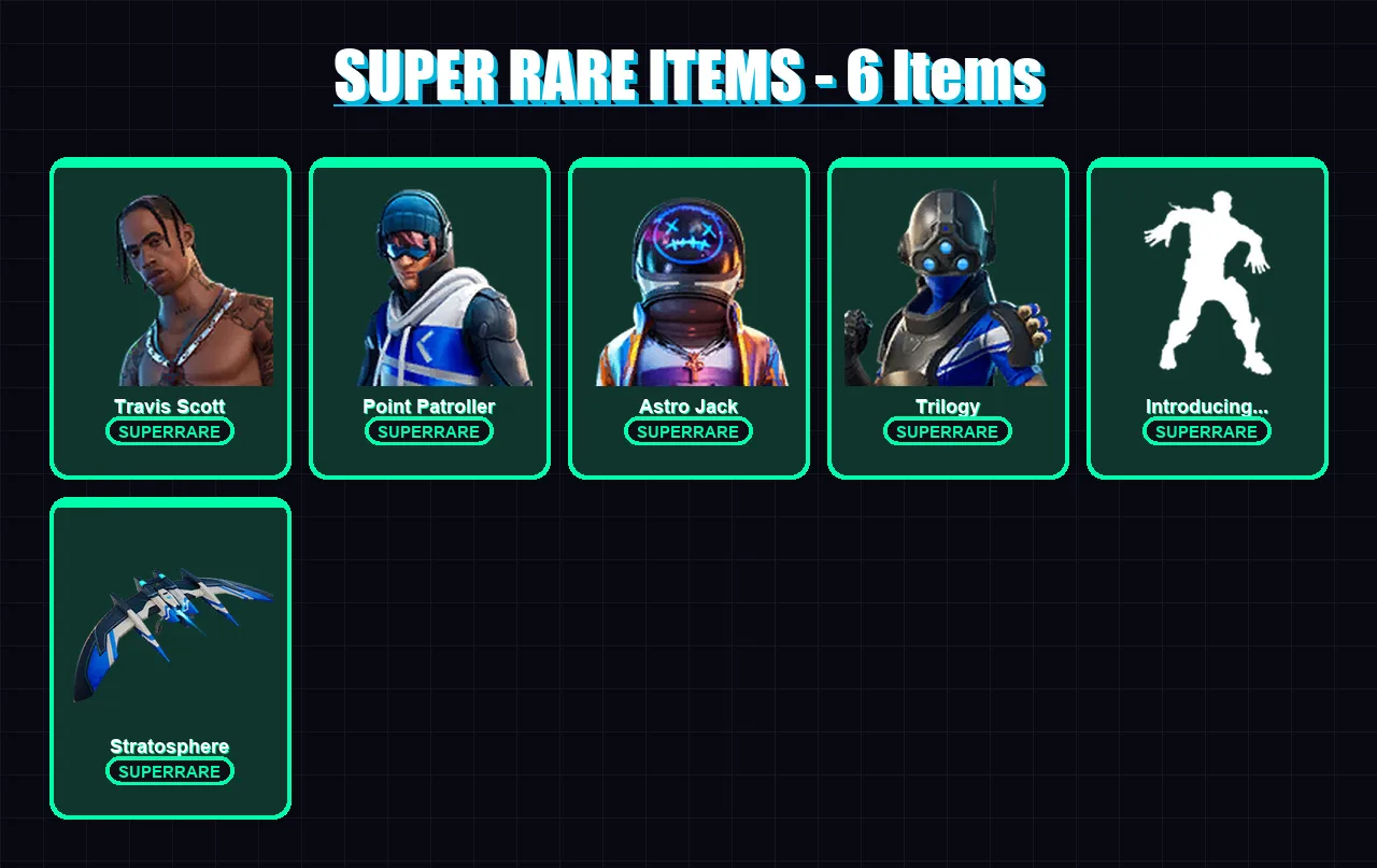 [PS4/PS5/XBOX/PC] | Travis Scott | Point Patroller | Astro Jack | Trilogy | The Imagined | 66 skin | 57 pickaxe | 71 emote | 68 glider | Lv723