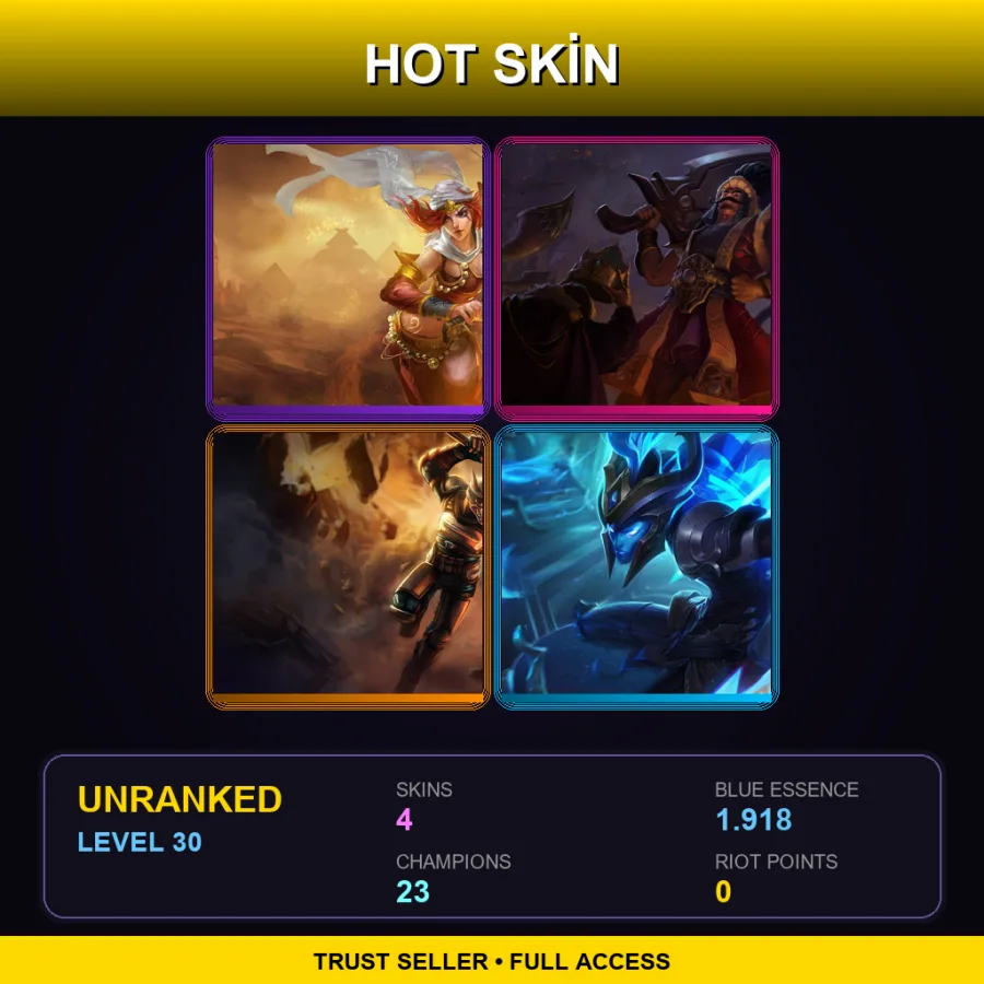 SG | Lv30 | Unranked | 4 Skin | 23 Champ — LoL account