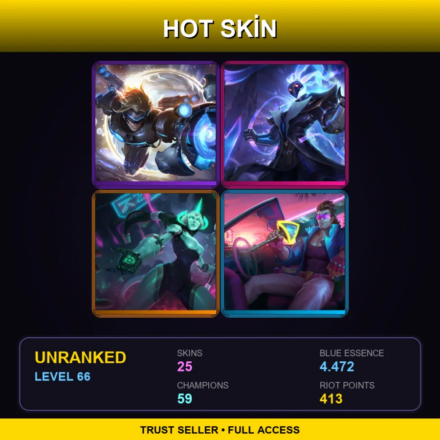 NA | Lv66 | Unranked | 25 Skin | 59 Champ — LoL account