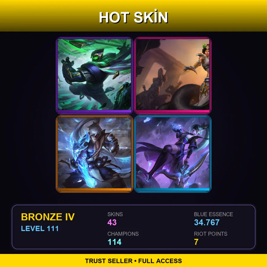 EUNE | Lv111 | Bronze IV | 43 Skin | 114 Champ — LoL account