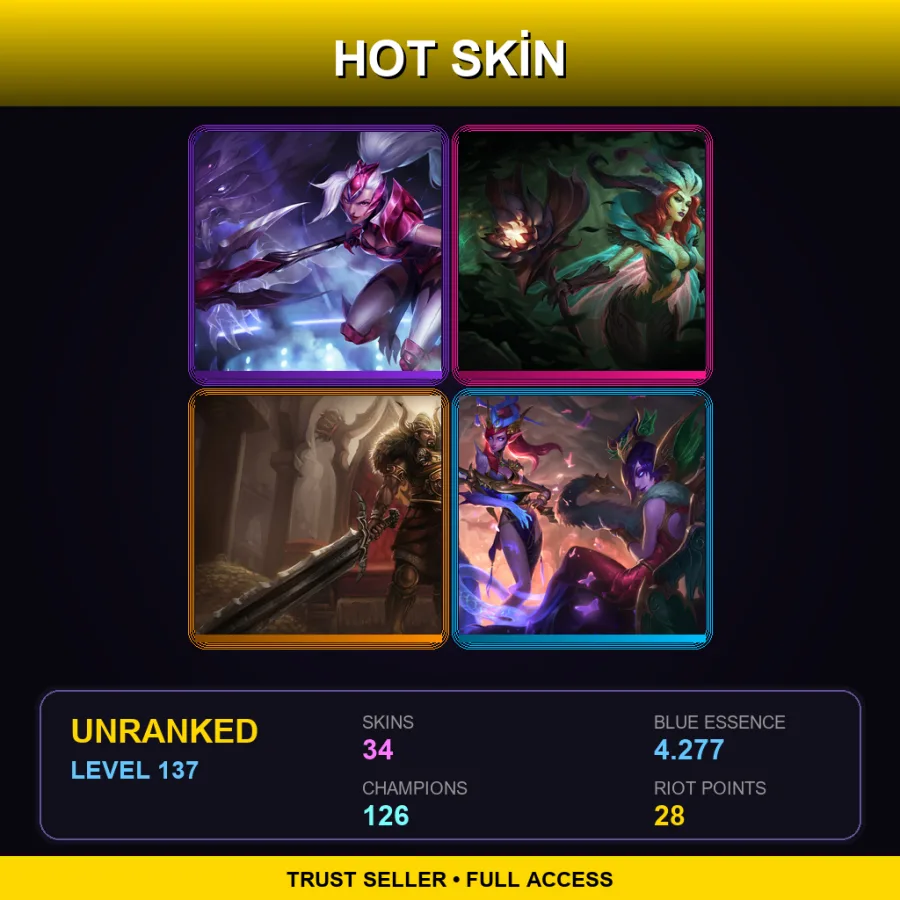 TR | Lv137 | Unranked | 34 Skin | 126 Champ