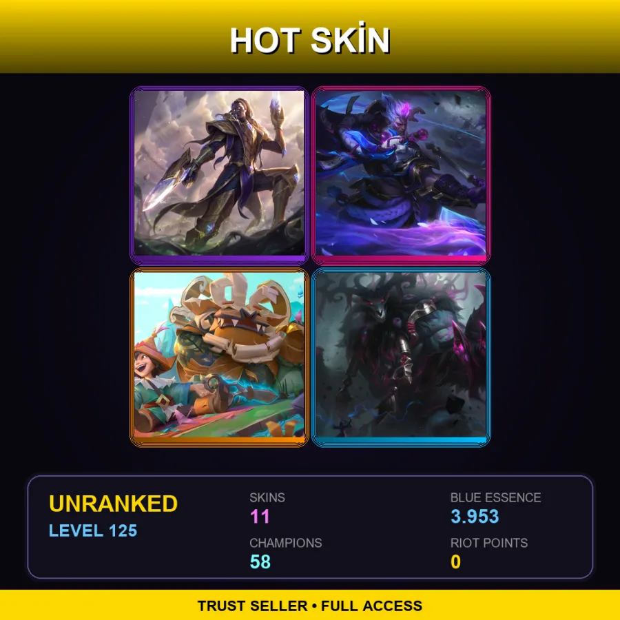 JP | Lv125 | Unranked | 11 Skin | 58 Champ — LoL account