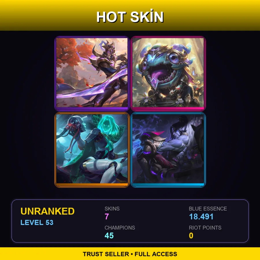 LAS | Lv53 | Unranked | 7 Skin | 45 Champ — LoL account