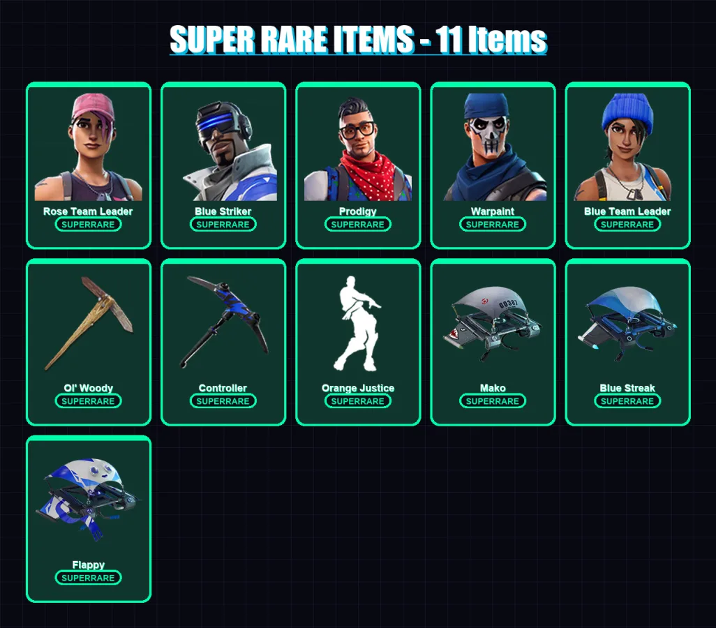 [PC/XBOX/PSN] | Rose Team Leader | Blue Striker | Prodigy | Warpaint | Blue Team Leader | 23 skin | 19 pickaxe | 25 emote | 25 glider | Lv280 — Fortnite account