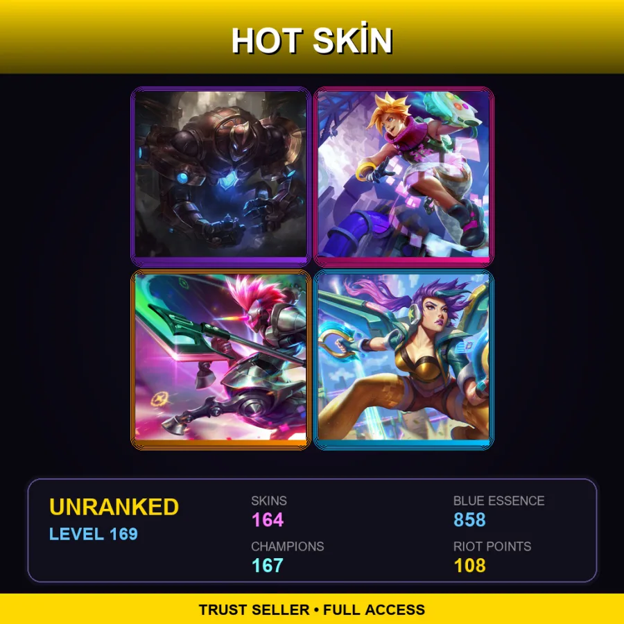 EUW | Hextech Galio | Arcade Ezreal | Arcade Hecarim | Arcade Kai'Sa | 164 Skin | 167 Champ | Lv169