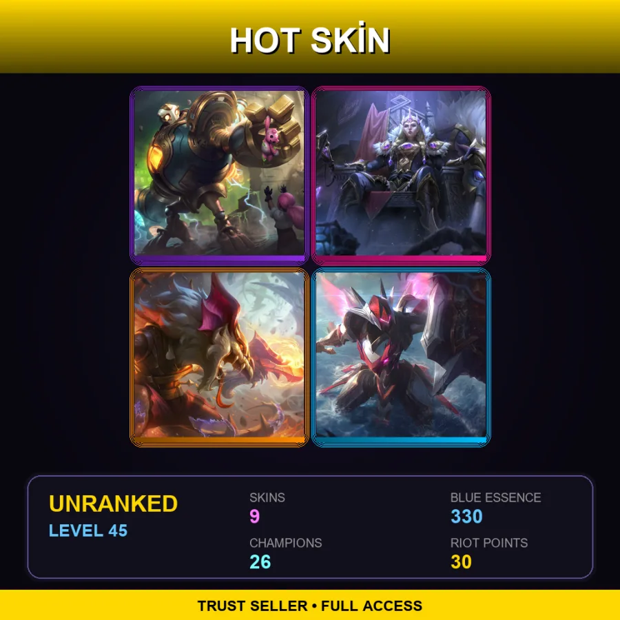 LAN | Lv45 | Unranked | 9 Skin | 26 Champ
