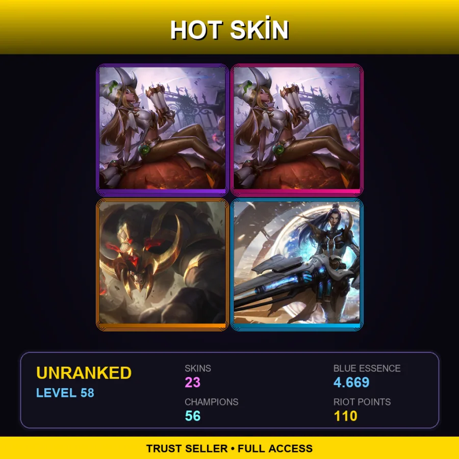 BR | Lv58 | Unranked | 23 Skin | 56 Champ — LoL account