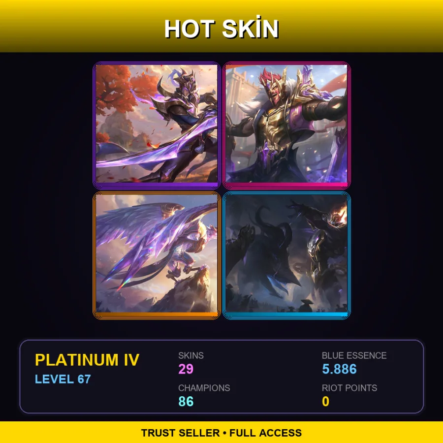 EUNE | Lv67 | Platinum IV | 29 Skin | 86 Champ