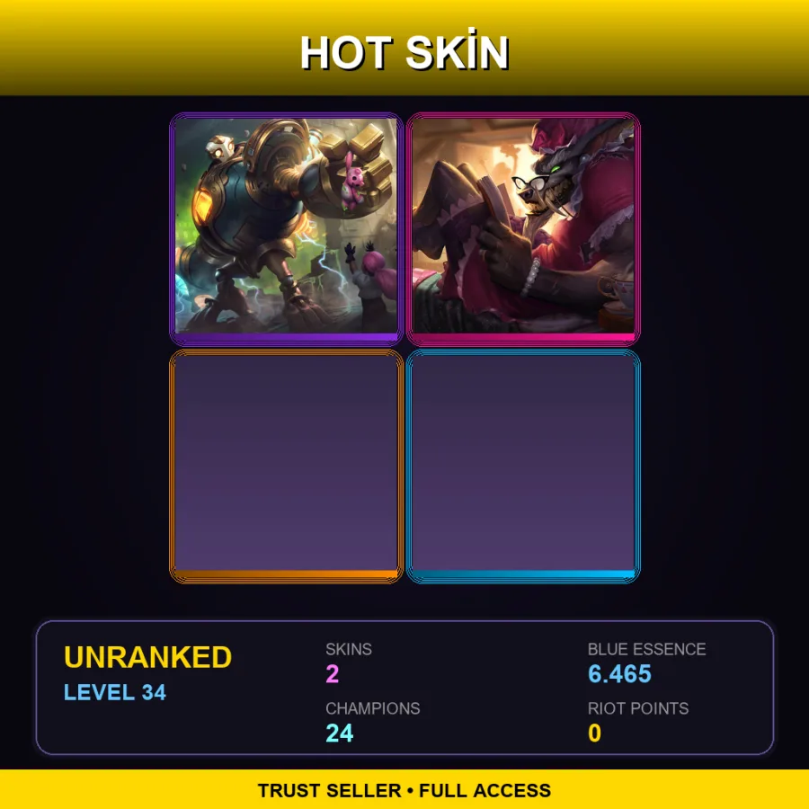 EUW | Lv34 | Unranked | 2 Skin | 24 Champ — LoL account