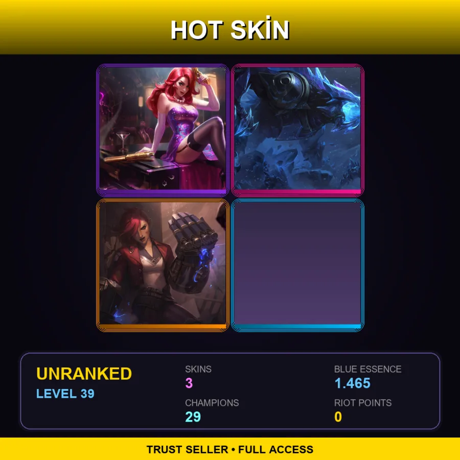 EUW | Secret Agent Miss Fortune | Blackfrost Rek'Sai | Arcane Undercity Vi | 3 Skin | 29 Champ | Lv39