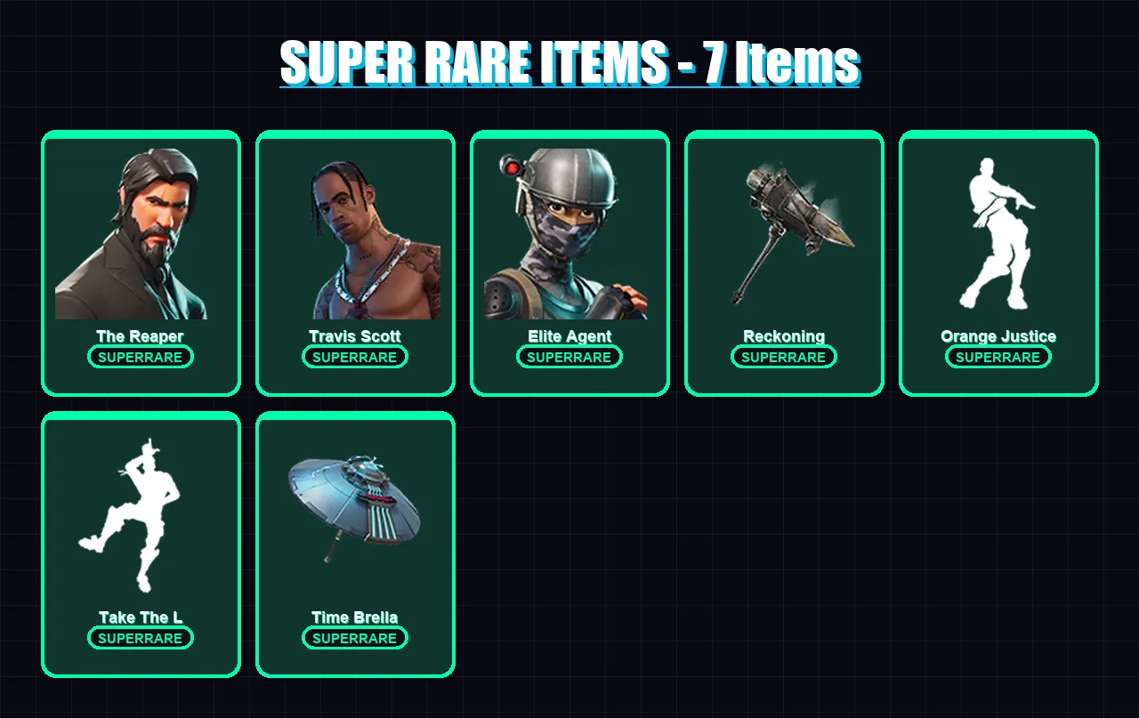 [PC/PSN] | The Reaper | Travis Scott | Elite Agent | Calamity | Carbide | 49 skin | 64 pickaxe | 58 emote | 63 glider | Lv850