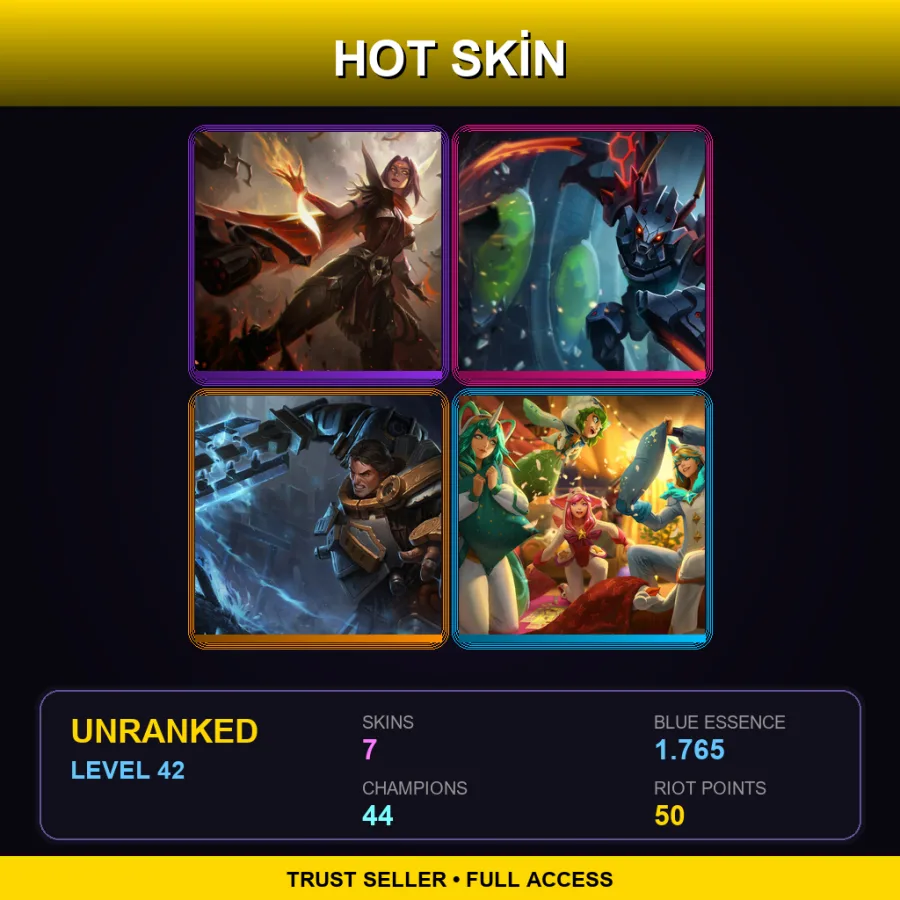 EUW | Lv42 | Unranked | 7 Skin | 44 Champ — LoL account